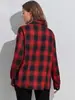 Nueva Camisa a Cuadros Vintage Roja y Negra Transfronteriza Otoño/Invierno 2026 para Mujer, Holgada, Adelgazante, de Manga Larga, Top Versátil