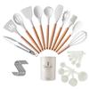 Venta caliente versión ligera mango de madera blanco utensilios de cocina de silicona espátula antiadherente cuchara herramientas de cocina juego de cocina