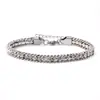 Pulsera de acero inoxidable transfronteriza con diamantes de colores y oro de 18 quilates, de moda, personalizable, totalmente engastada con diamantes, temperamento simple, adornos para la mano para hombres y mujeres