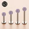 Disponibilidad del Fabricante F136 Aleación de Titanio G23 Cerámica Bola Llena de Diamante 0.9 Rosca Interna Joyería para Piercings Aretes Labret