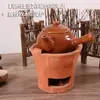 Fogão a Carvão de Argila Vermelha Chaozhou Tradicional Feito à Mão Fogão de Chá Gongfu Fogão a Carvão de Oliveira Chaleira de Chá Chaleira de Areia Aquecedor de Fogão de Argila Roxa