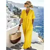 2026 Comércio Exterior Transfronteiriço Europeu e Americano Nova Roupa Feminina Amazon Estilo Casual Resort Decote V Manga Curta Cor Sólida Vestido Longo Feminino