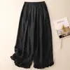 Pantalones anchos con volantes retro 2026 para mujer, nuevo estilo de verano, cintura elástica, corte holgado, versátiles, pantalones casuales cropped