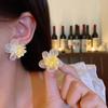 Aretes de flores de dopamina estilo festivo para mujer en verano temperamento dulce combinan con todo aretes de alta gama aretes de aguja de plata 925