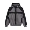 Sudadera con capucha Magic Bear Estilo Callejero Americano Peso Pesado Lavada Borde Crudo con Diseño de Patchwork Cruzado High Street para Hombre