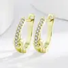 Pendientes de Herradura con Hebilla de Diamantes de Lujo Sencillo y Ligero de Venta Caliente Transfronteriza Pendientes de Circonita de Moda Joyería para Orejas Versátil para Mujer Chapada en Oro