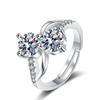Anillo Transfronterizo Shake Voice Mano Rápida Celebridad en Línea en Vivo Ocho Corazones Ocho Flechas Zircón Imitación Moissanita para Mujeres y Hombres Seis Garras Anillo de Boda Venta al por Mayor