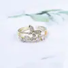Joyería de moda transfronteriza Anillo de mariposa de doble capa europeo y americano Anillo abierto ajustable de cobre popular para mujer con incrustaciones de diamantes