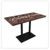 Mesa y Silla de Cafetería Retro Combinación Muebles para Catering Cabina Comercial Sofá Mesa para Tienda de Postres y Té con Leche Restaurante Americano Occidental