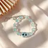 Pulsera de Cuentas Cristalizadas Agrietadas de Gato de Dibujos Animados Dulce de Hada Súper Joyería Versátil de Nicho para Mujer Pulsera de Cuentas Glaseadas Venta al por Mayor