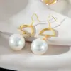 Brincos de Diamante e Pérola Moda Retrô Francesa Luxo Acessível Brincos de Alta Qualidade Design de Nicho Elegantes Brincos Europeus e Americanos para Mulheres