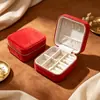Caja de joyería portátil directa de fábrica con espejo, caja de joyería de lujo de alta gama, caja de almacenamiento de pulsera de cristal, collar, pendientes al por mayor