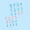 Venta Caliente Transfronteriza Azul y Rosa Estrella Diamante Uñas Postizas Desmontables, Uñas Portátiles de Moda y Estilo, Pegatinas para Uñas Terminadas de 24 Piezas
