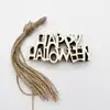 Colgante decorativo de Halloween con cuerda para decoración de escenas del hogar, colgante de madera para fiesta de calabazas, arte de madera minimalista moderno