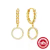 Novos brincos de argola em prata 925 com diamantes completos brincos Europeus e Americanos mais vendidos brincos elegantes com diamantes embutidos de luxo leve INS para mulheres