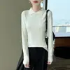 Suéter de malha de manga comprida com gola virada, estilo minimalista francês para mulheres, novo suéter de base slim fit 2026