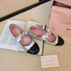 2025 ~ Estilo Primavera Estilo Fragante Pequeño Lazo Zapatos de Boca Baja Zapatos de Mujer Estilo Francés Retro Planos Mary Jane Zapatos Pequeños de Cuero