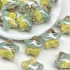Dingyi 21mm Pintura a Óleo Estrela de Cinco Pontas Sonho Dunhuang Galvanizado com Furo Passante Contas de Resina Contas Soltas Acessórios para Pulseira Pingente DIY