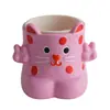 Porta-canetas de gato rosa fofo, ornamento estético para mesa de escritório, caixa de armazenamento de material escolar para estudantes de grande capacidade criativa