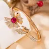 Pulsera de Doble Cabeza de Rosa Europea y Americana Transfronteriza con Pedrería para Mujer, Joyería Dorada de Moda y Creativa con Diamantes Completos al por Mayor