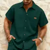 Nueva Camisa Casual de Manga Corta para Hombre, Color Sólido, Transpirable, Estilo Waffle, Botones, Transfronteriza Europea y Americana