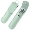 Set Portátil de Seis Piezas para Limpieza de Oídos, Recogedor de Oídos de Acero Inoxidable, Almacenamiento en Estuche de Cuero, Herramientas Domésticas para Limpieza de Oídos