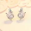 Pendientes de Plata de Ley S925 Exquisitos Pendientes de Plata de Ley de Cisne con Corona al por Mayor Pendientes para Mujer Estilo Coreano Moda Joyería de Plata de Ley