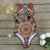 Traje de baño2026 Nuevo Bikini de una pieza con Estampado Abstracto Único, Traje de baño de Marca Independiente para Mujer, Sin Mangas, Aliexpress
