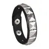 16 Modelos Personalidad Punk Europea Americana Estilo Callejero Fresco Discoteca Oscuro Colorido Cuadrado Remache Combinación de Cuero Pulsera para Parejas