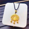 Pingente de cadeado Xiangyun de longa vida vazado colar com cordão preto feminino ouro do Vietnã Sino da Sorte corrente para clavícula não desbota por muito tempo