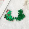 Sombrero Navideño de Acrílico con Brillantina, Dinosaurio de Dibujos Animados, Llavero Colgante DIY, Accesorios para el Cabello, Accesorios para Aretes