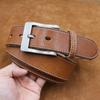 Cinturón Línea de Coche Piel de Vaca para Hombre Hebilla de Pin Capa Superior Cuero Genuino Puro Casual Retro Mano Estudiante Pantalón Cinturón Joven y Mediana Edad Cinturón de Mezclilla