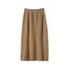 Falda de Punto de Cachemir 100% Puro para Mujer, Otoño e Invierno, Moda Versátil, Color Sólido, Longitud Media, Cintura Alta, Ajustada a la Cadera