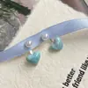 Pendientes Retro de Colores Ojo de Gato de Gelatina Corazón para Mujer con Aguja de Plata Exquisitos de Moda Temperamento Dopamina Pendientes de Otoño e Invierno Venta al por Mayor