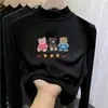 Top térmico de cuello medio forrado de forro polar para niñas, otoño e invierno, capa interior cálida, forrado de forro polar, camiseta de manga larga para niños mayores, moderno