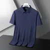 Camisa Polo Sin Costuras de Seda de Hielo para Hombre Verano Solapa Manga Corta Ligera Transpirable Casual de Negocios Color Sólido Elástica Media Manga