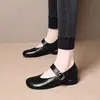 Nova Coleção Primavera/Outono 2026: Sapatos Mary Jane Retrô para Mulheres, Bico Redondo, Boca Rasa, Salto Grosso, Couro Macio, Salto Baixo, Perfeitos para o Trabalho, com Fivela de Uma Tira