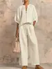 Otoño 2026 Nuevo Conjunto de Pantalones Anchos de Color Sólido Casual Suelto con Cremallera y Cuello Redondo para Mujer Moda Casual Transfronteriza Europea y Americana para Mujer