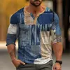 Nueva Camiseta de Manga Larga para Hombre Transfronteriza con Impresión 3D y tapeta larga, Top Casual Transpirable para Hombre para Exteriores