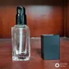 Nuevo Producto Botella Cuadrada de Vidrio Altamente Permeable Botella Transparente para Solución de Base Botella con Gotero para Aceite Esencial Subempaque Esencia Protector Solar