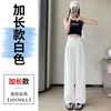 Foto real dos novos calças pantalona de linho Tencel para o verão de 2026, calças casuais de algodão e linho com proteção solar, cintura alta, modelagem slim, de seda gelada para mulheres