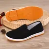 Zapatos de tela sin cordones para hombre, zapatos planos de suela lisa negros, zapatos de trabajo, zapatos de papá, zapatos de hotel, zapatos de protección laboral, zapatos de tela negros para el trabajo