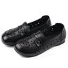 Zapatos Retro Perforados Transpirables de Cuero Genuino Verano Nuevo Suela Suave Cómodos Zapatos de Mujer Sandalias Perforadas Zapatos Hechos a Mano