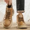 Sapatos Masculinos de Cano Alto, Estilo Britânico Retrô de Outono, Sapatos Casuais de Couro Masculinos, Botas Impermeáveis de Cano Médio para Esportes, Solado Grosso, Botas de Trabalho