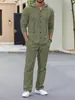 2025 Nuevo Amazon Sudadera con Capucha de Manga Larga Conjunto Lino Otoño Holgado Casual Algodón Lino Cárdigan Camisa