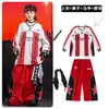 Ropa de Street Dance para Niños Ropa Fresca y Moderna Rayas Rojas 03 Ropa de Presentación Conjunto para Niños hiphop Ropa de Presentación para Niñas