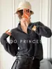 Loja Oficial Dan Nong de Xangai / Toque de Luxo Gola Alta Meia-Alta Macio Fofo Lã Merino Caxemira Seda Tricô Escovado Cardigan Feminino