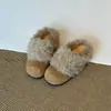 Pantuflas Retro de Plataforma sin Cordones para Mujer 2026 Nuevos Zapatos de Invierno de un Solo Paso de Piel tipo Birkenstock con Forro Polar para Calidez Zapatos de Algodón