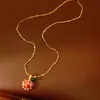 Collar de Manzana Electrochapado en Oro Real de 14K con Circonita, Cadena para Clavícula de Lujo Ligero de Alta Gama, Accesorio Versátil Exquisito y Elegante