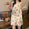 Nueva Camisola de Pijama con Almohadillas para el Pecho Estilo Ins Verano Delgada Sin Mangas Celebridad de Internet Dulce Bata de Noche de Longitud Media Ropa para el Hogar Mujer